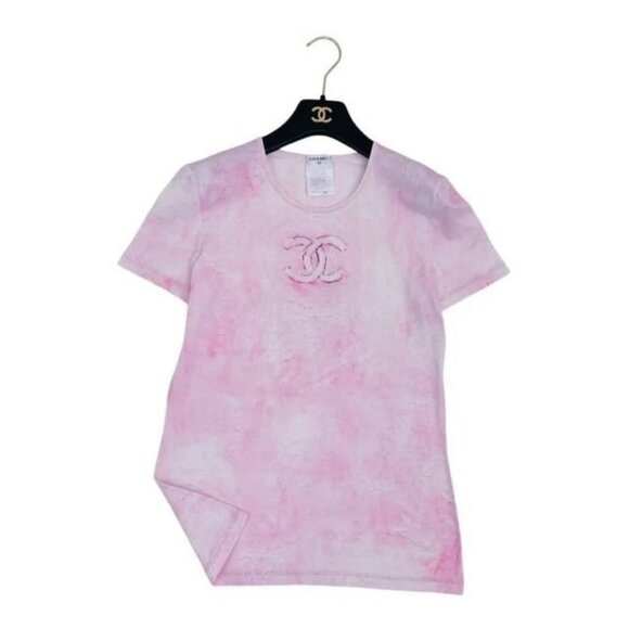 Authentic CHANEL RARE Runway CC Pink T-Shirt Short Sleeve Top  40 - Picture 1 of 5